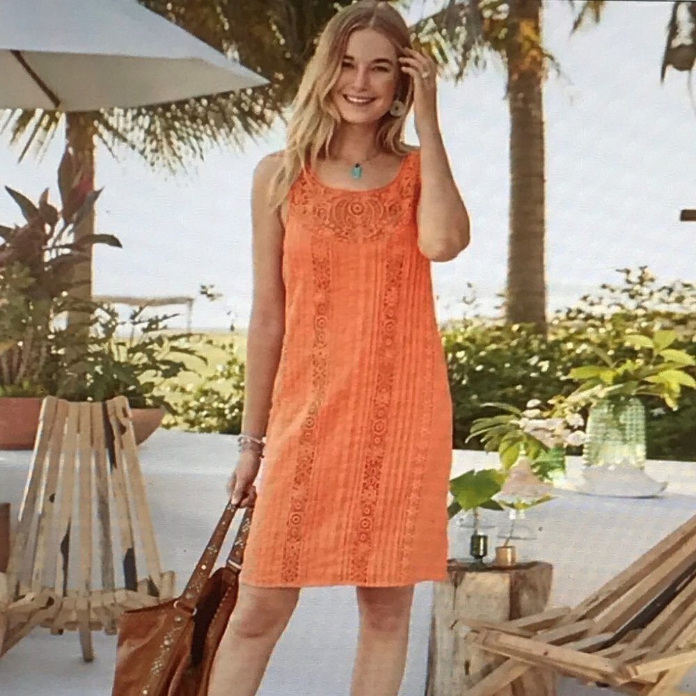 SUNDANCE - Amira Easy Fit Yoke Crochet Lace Sleeveless Sheath Dress